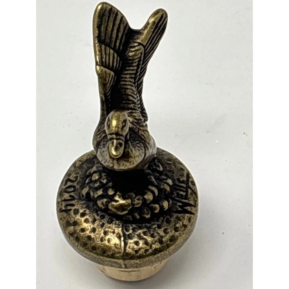 Vintage Bronze Duck Wine Bottle Stoppers Set of 2 Wells Stem 2014 Waterfowl